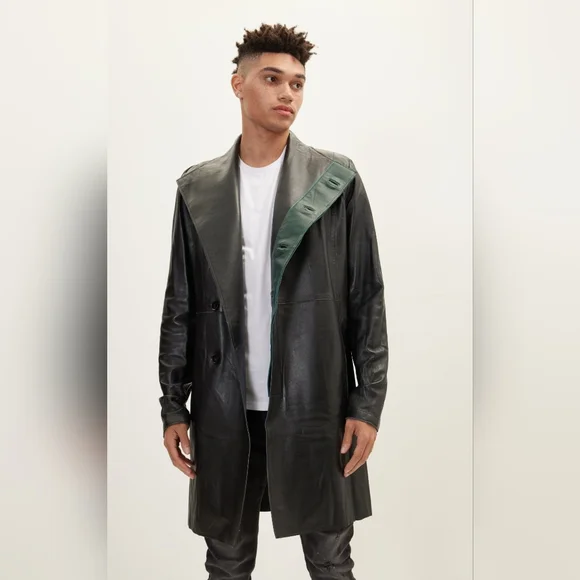 Ron Tomson Genuine Leather Rebel Jacket - Black Green